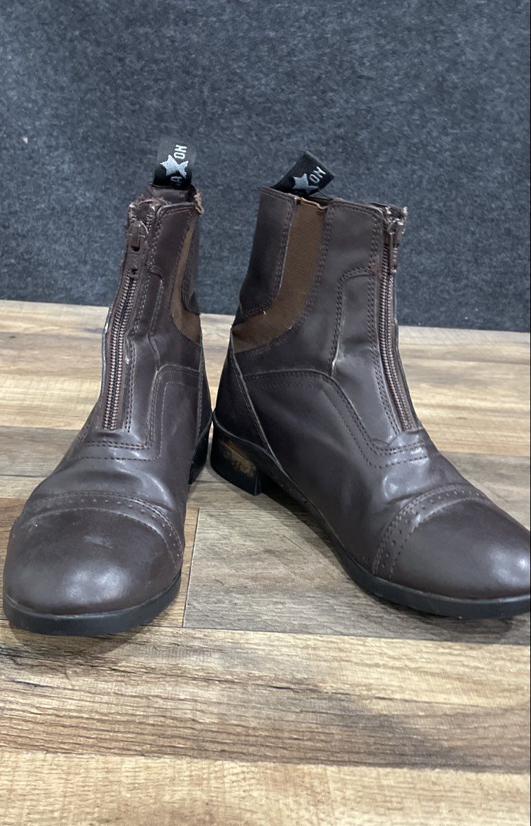 Saxon Syntovia Front Zip Brown Equestrian Paddock Boots Size 7.5