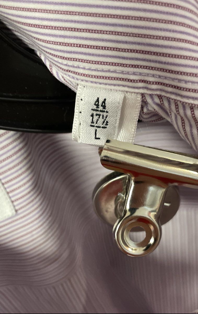 Armani Collezioni Men's Purple Pinstripe Cotton Dress Shirt Italy Sz L 44 17.5