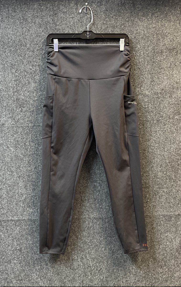 Peace Love World Women's Gray Mind Body High Rise Leggings Side Pockets Sz M