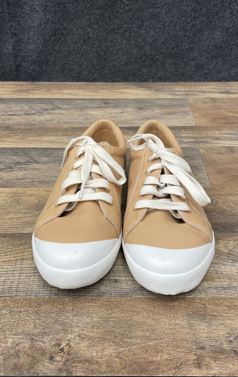 Tommy Bahama Tan Leather Lace Up White Toe Cap Casual Sneakers Size 10