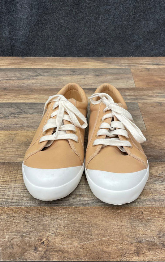 Tommy Bahama Tan Leather Lace Up White Toe Cap Casual Sneakers Size 10
