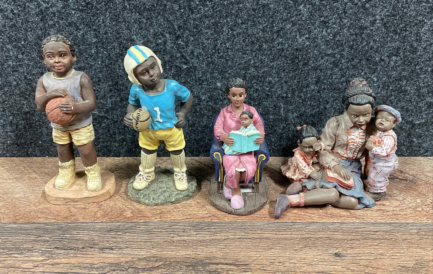 African American Figurine Lot of 4 Resin Collectible Hand Painted Statues