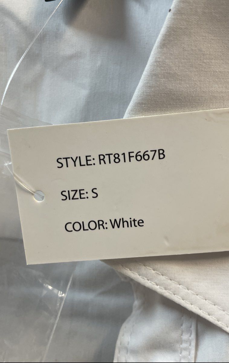 Zac & Rachel Women's White Woven Knit Side Panel Shirt Roll Tab Sleeve Sz S NWT