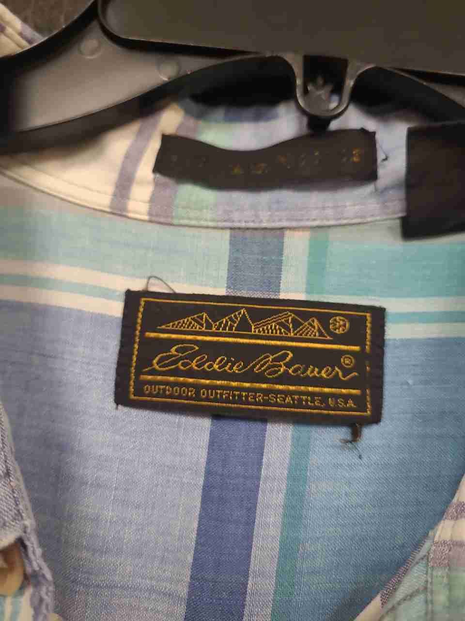 Vintage 90s Eddie Bauer Men's Plaid Short SS Cotton Button Down Shirt XL Tall