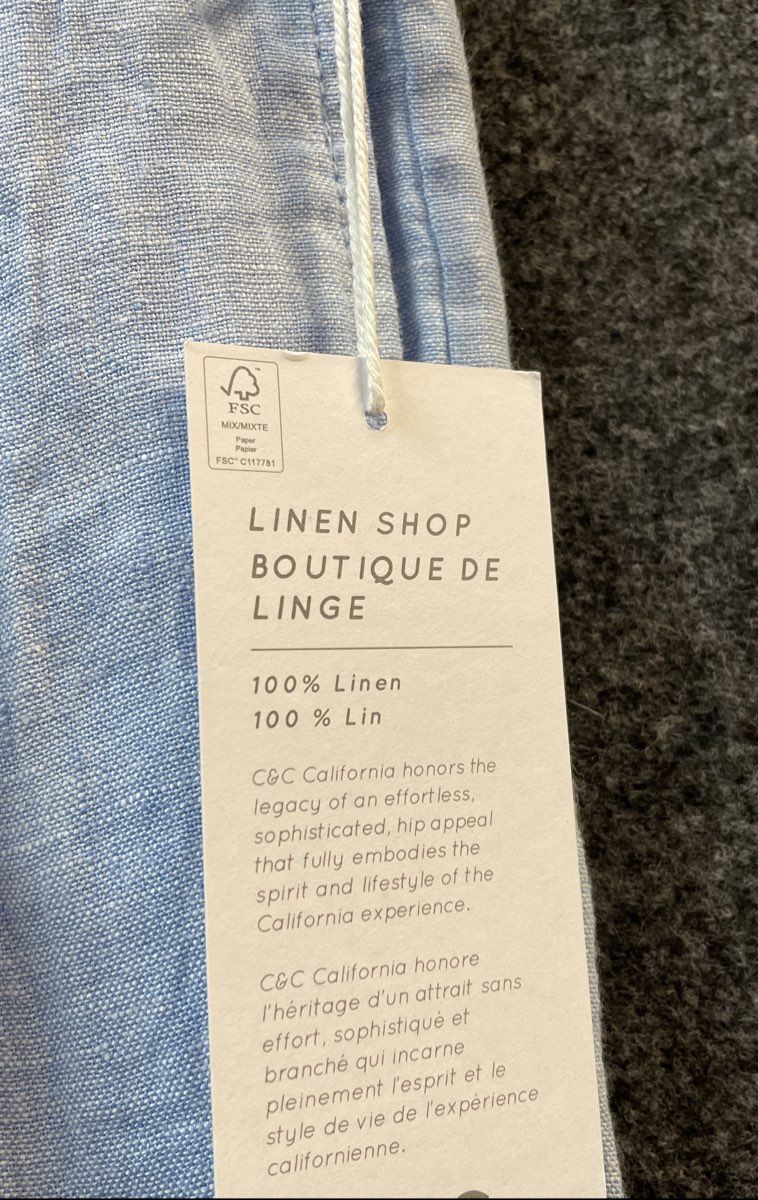 C&C California Women's Blue High Rise Wide Leg 100% Linen Pants NWT Sz XS