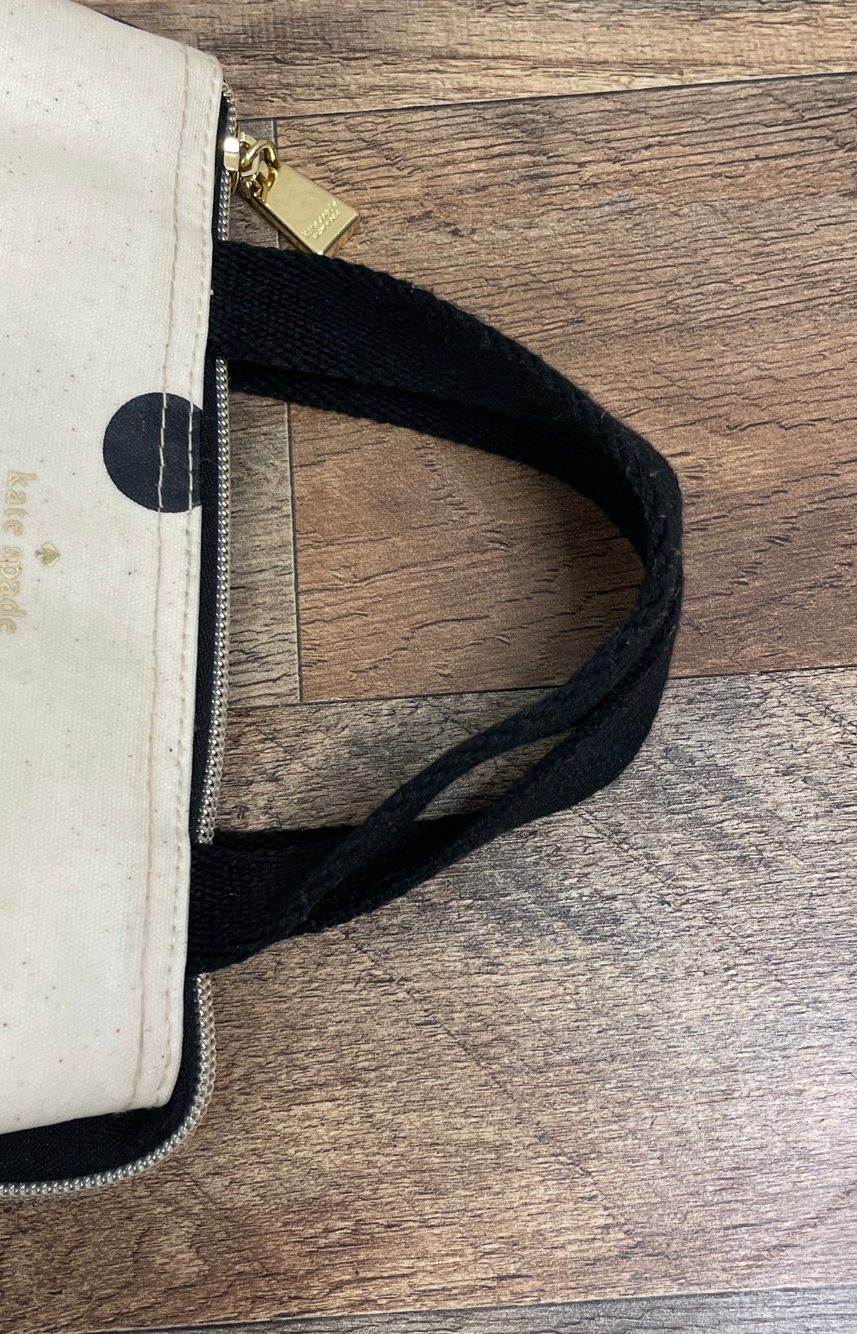 Kate Spade White Leather Polka Dot Insulated Lunch Bag Tote Gold Hardware