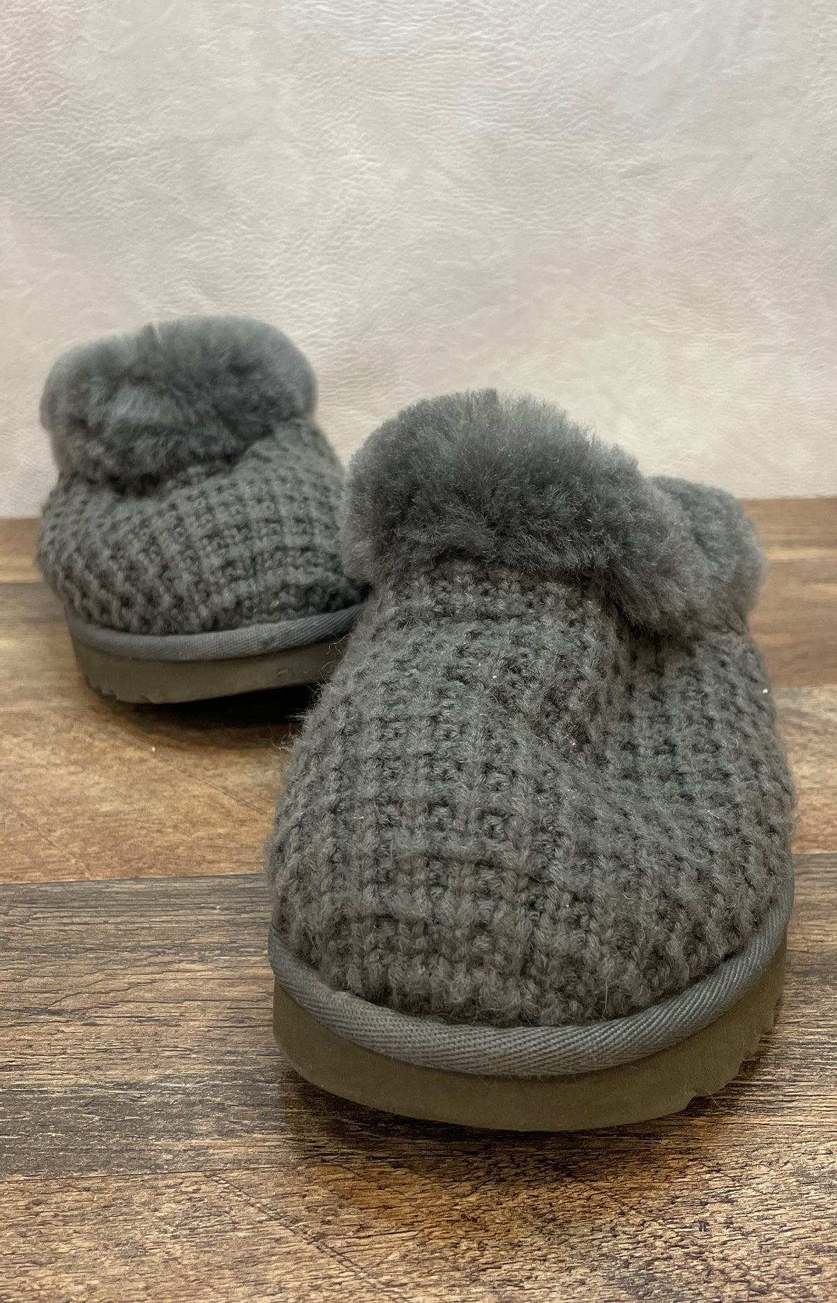 UGG Cozy Knit Charcoal Grey Wool Blend Slipper Mules Women's Size 8