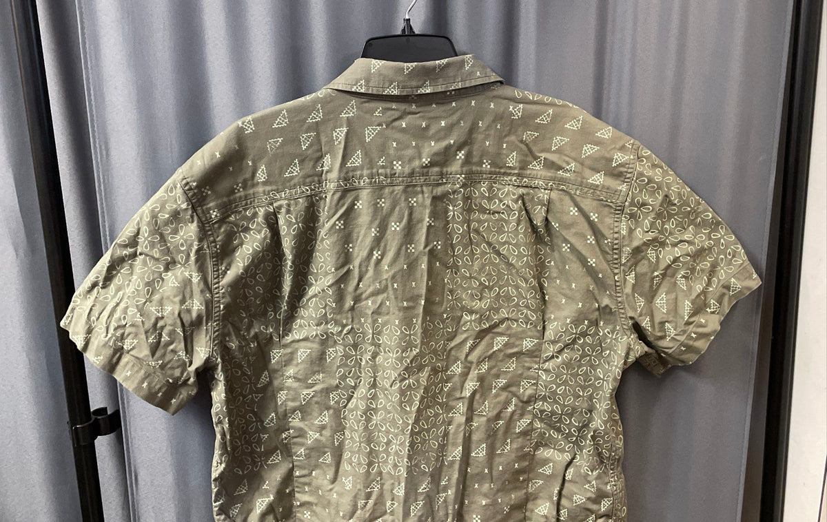 Carhartt Men's Green Pattern Short Sleeve Button Up Relaxed Fit Shirt Sz XL