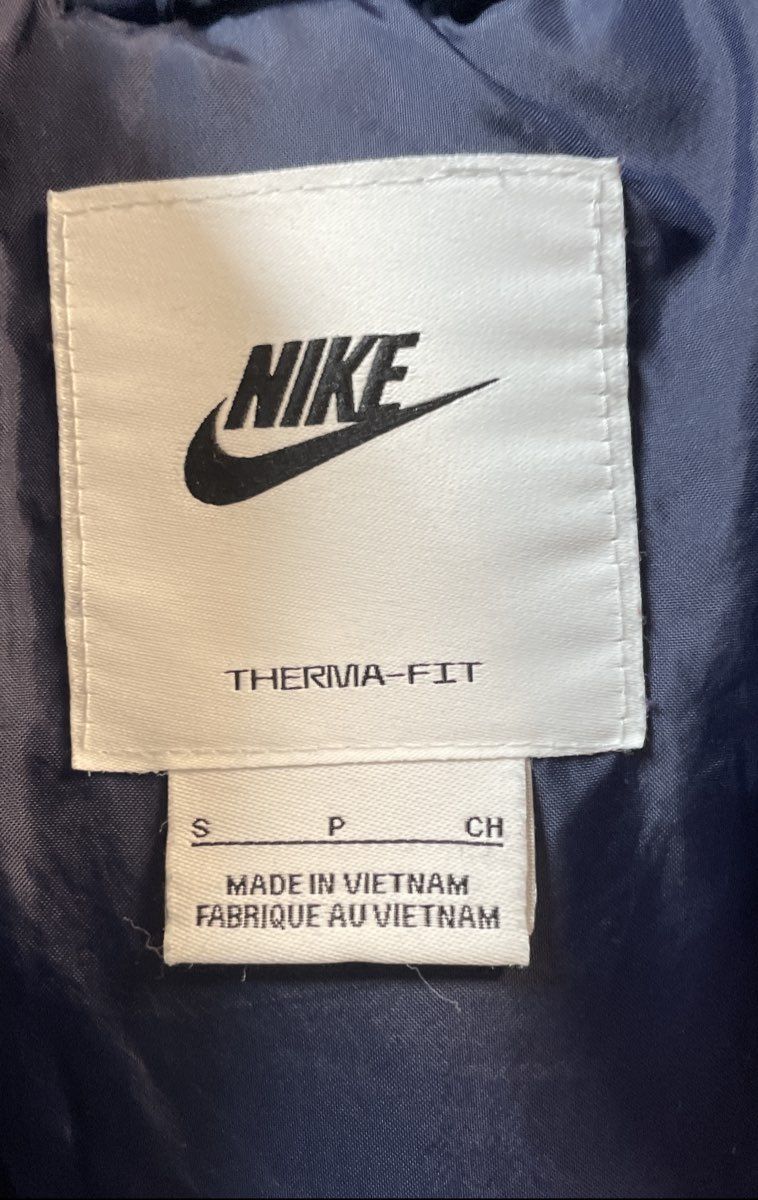Nike Men's Navy Blue Therma-FIT Quilted Lined Canvas Hooded Workwear Jacket Sz S