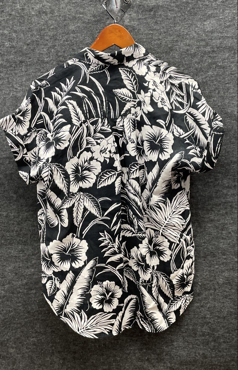 Lauren Ralph Lauren Women's Black White Floral Hibiscus Button Up Shirt Sz SP