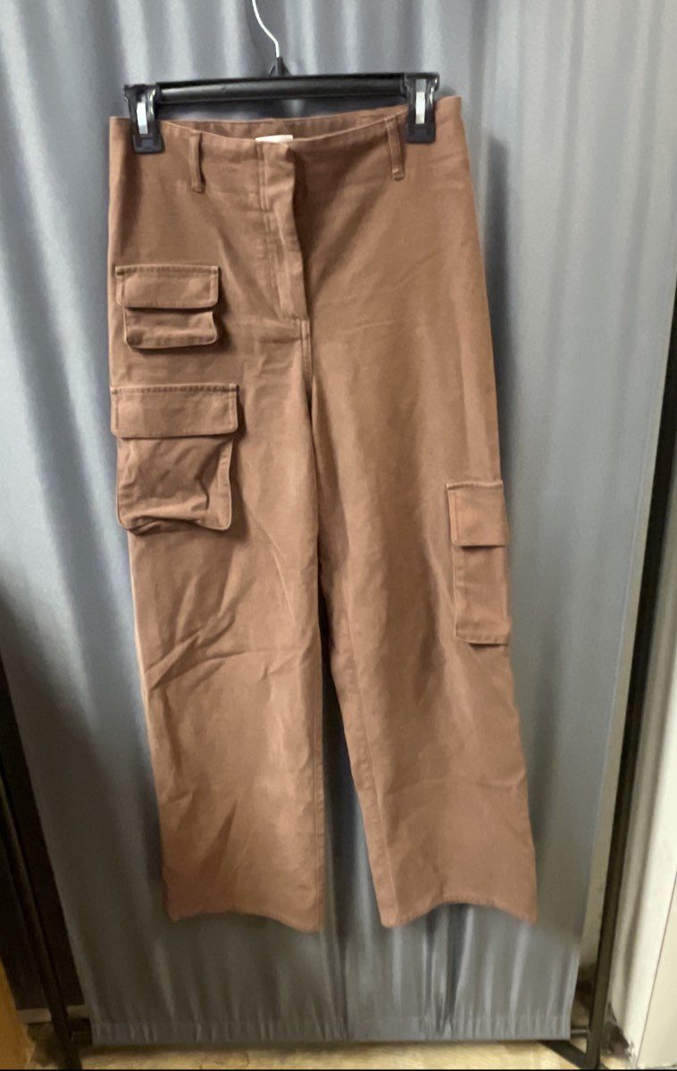 Wilfred Free Women's Brown High Rise Wide Leg Picture Cargo Pants Size 4 94891