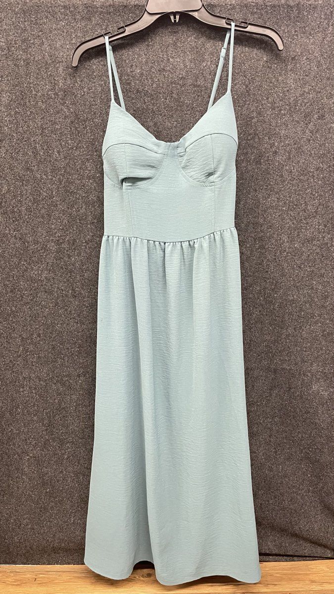 Fashion Nova Women's Sage Green Bustier Smocked Back Midi Dress Sz Large
