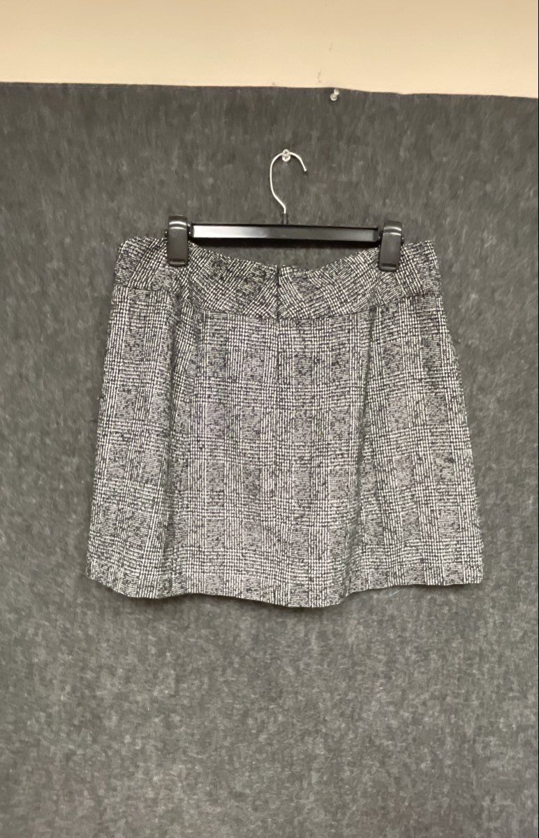 Michael Kors Women's Black White Tweed Glen Plaid A-Line Mini Skirt Size 14