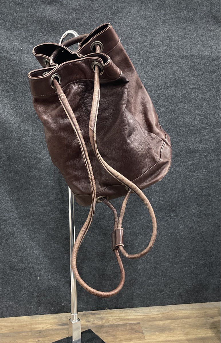 Vintage 90s Wilson's Leather Brown Adventure Bound Drawstring Backpack Satchel