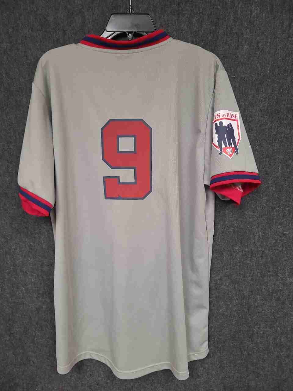 Franklin Men's Washington Nationals Gray Baseball Jersey #9 Button Front Sz L
