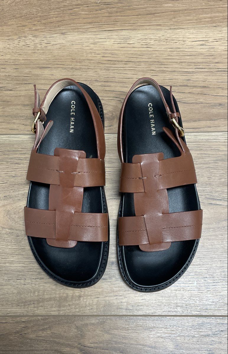 Cole Haan Grand Ambition Carmel British Tan Leather Sandals Women's Size 9B
