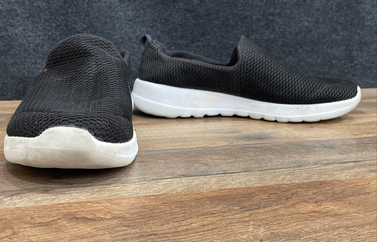 Skechers Goga Max Black White Walking Slip-On Shoes Size 10