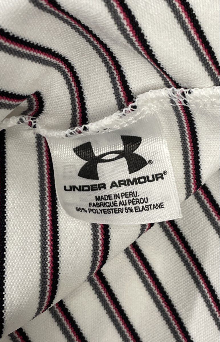 Under Armour Men's Striped Short Sleeve Polo Shirts Lot of 2 Gray White Sz M