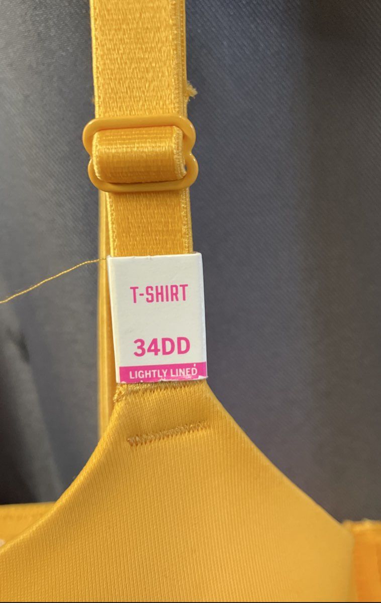 PINK Victoria's Secret Women's T-Shirt Bra Yellow Lightly Lined NWT 34DD