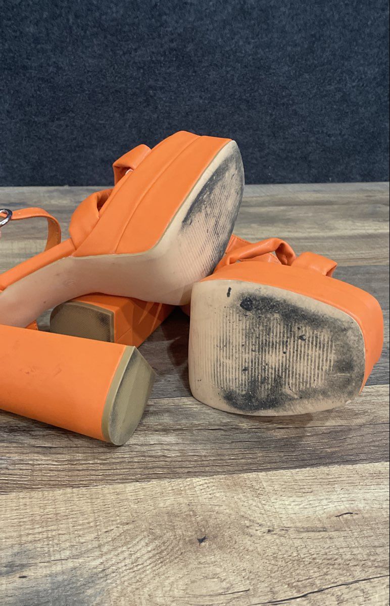 SheIn Orange Cross Strap Chunky Block Heel Platform Sandals Women's Size 10