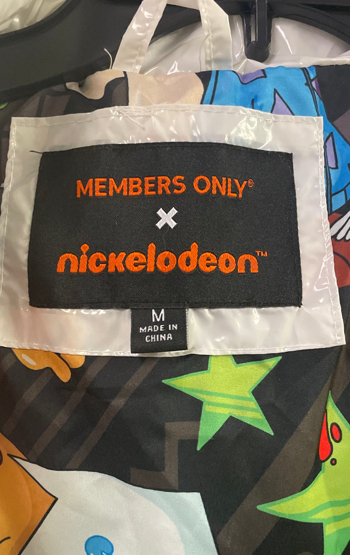 Members Only Men's Nickelodeon Puffer Jacket White Rugrats Hey Arnold Sz M