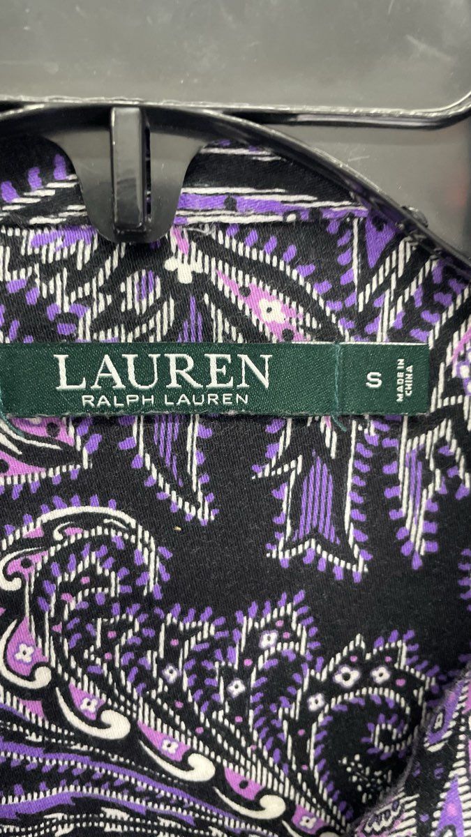 Lauren Ralph Lauren Women's Purple Paisley Pajama Top Button Up Cotton Sz S
