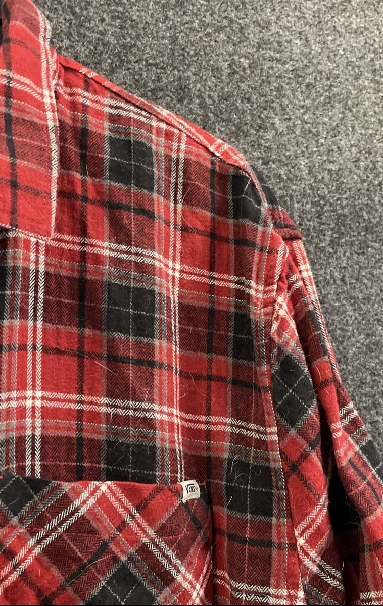 Vans Men's Dude Woven Red Black Plaid Flannel Button Down Shirt Sz XL NWT