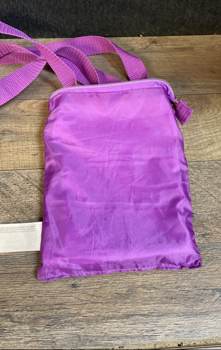 Disney Loungefly Tangled Pascal Passport Crossbody Bag White Purple Canvas