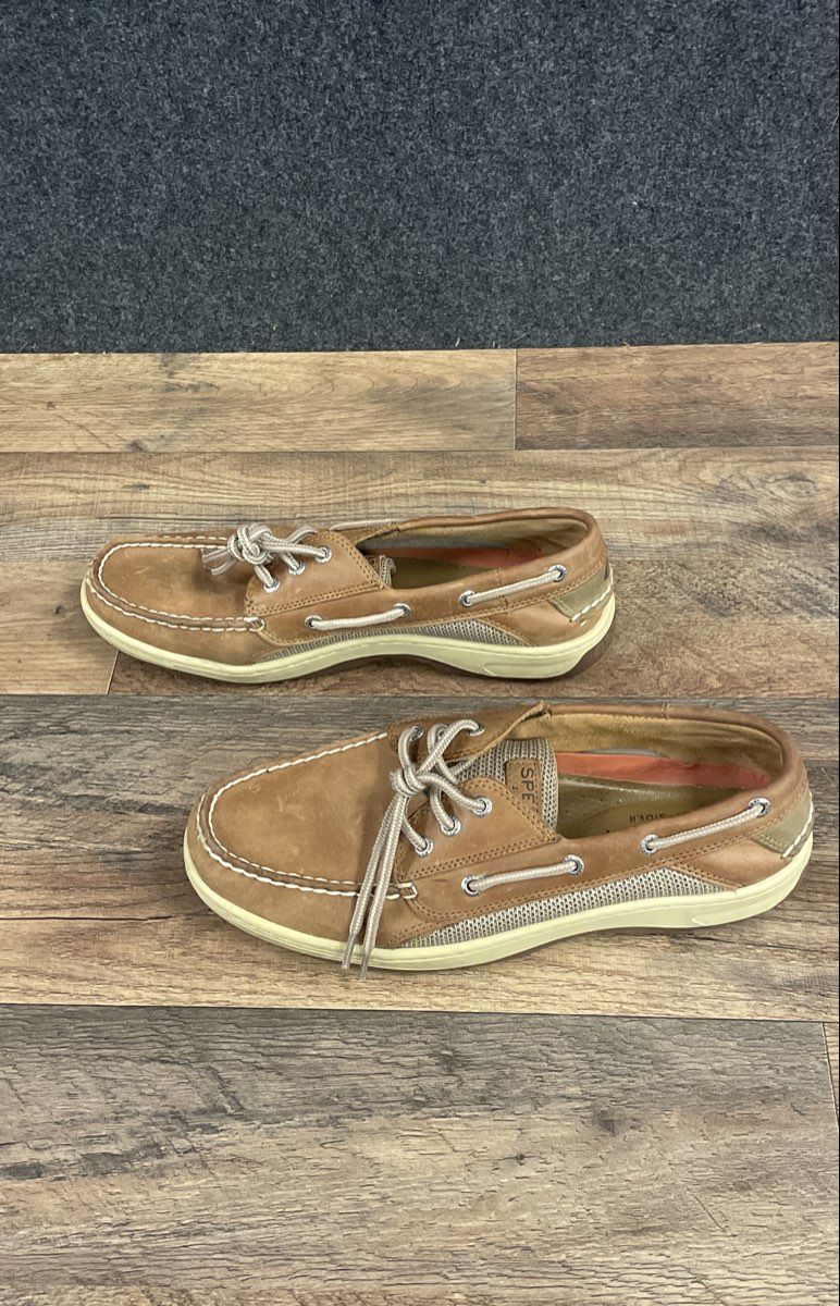 Sperry Billfish Tan Leather Mesh 3-Eye Boat Shoes Men's Size 10 M