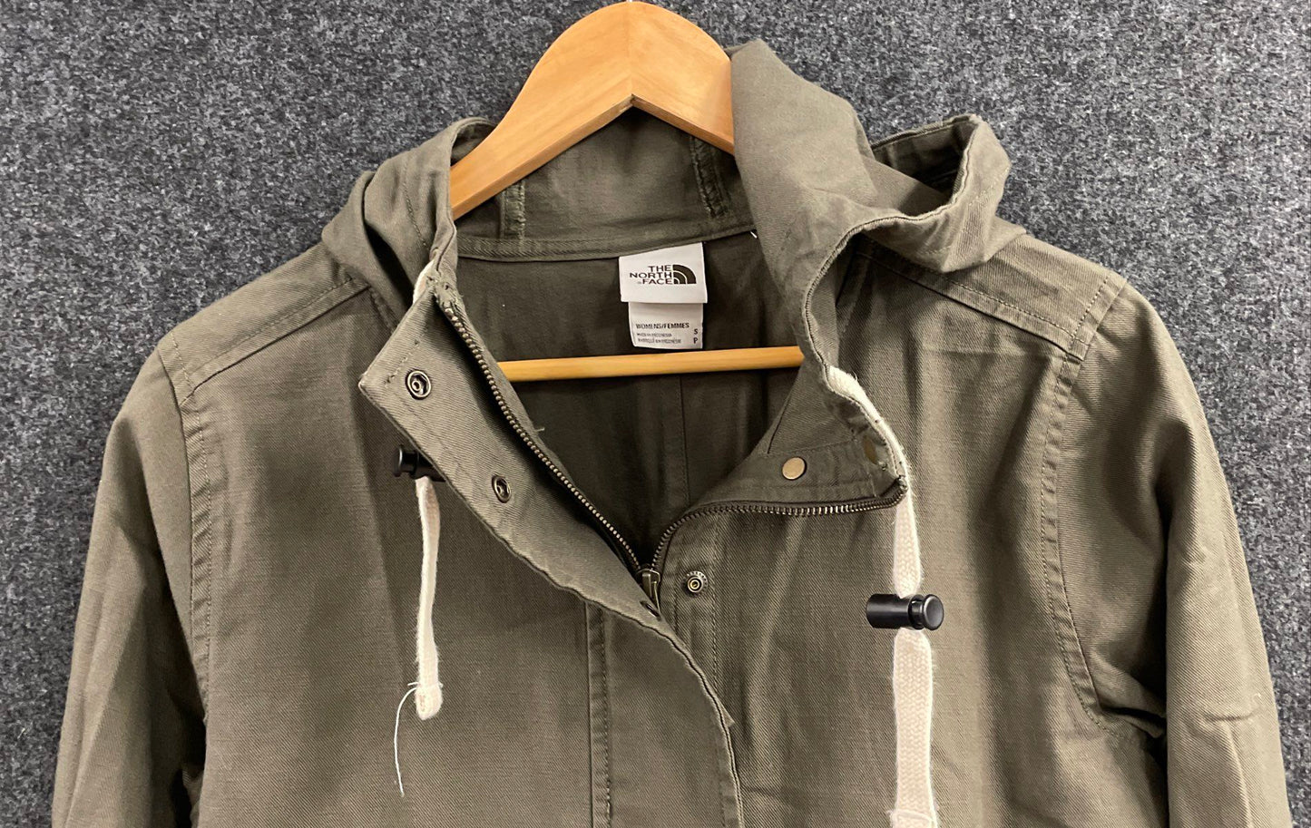 The North Face Women's Olive Green Hooded Full Zip Utility Canvas Jacket Sz S