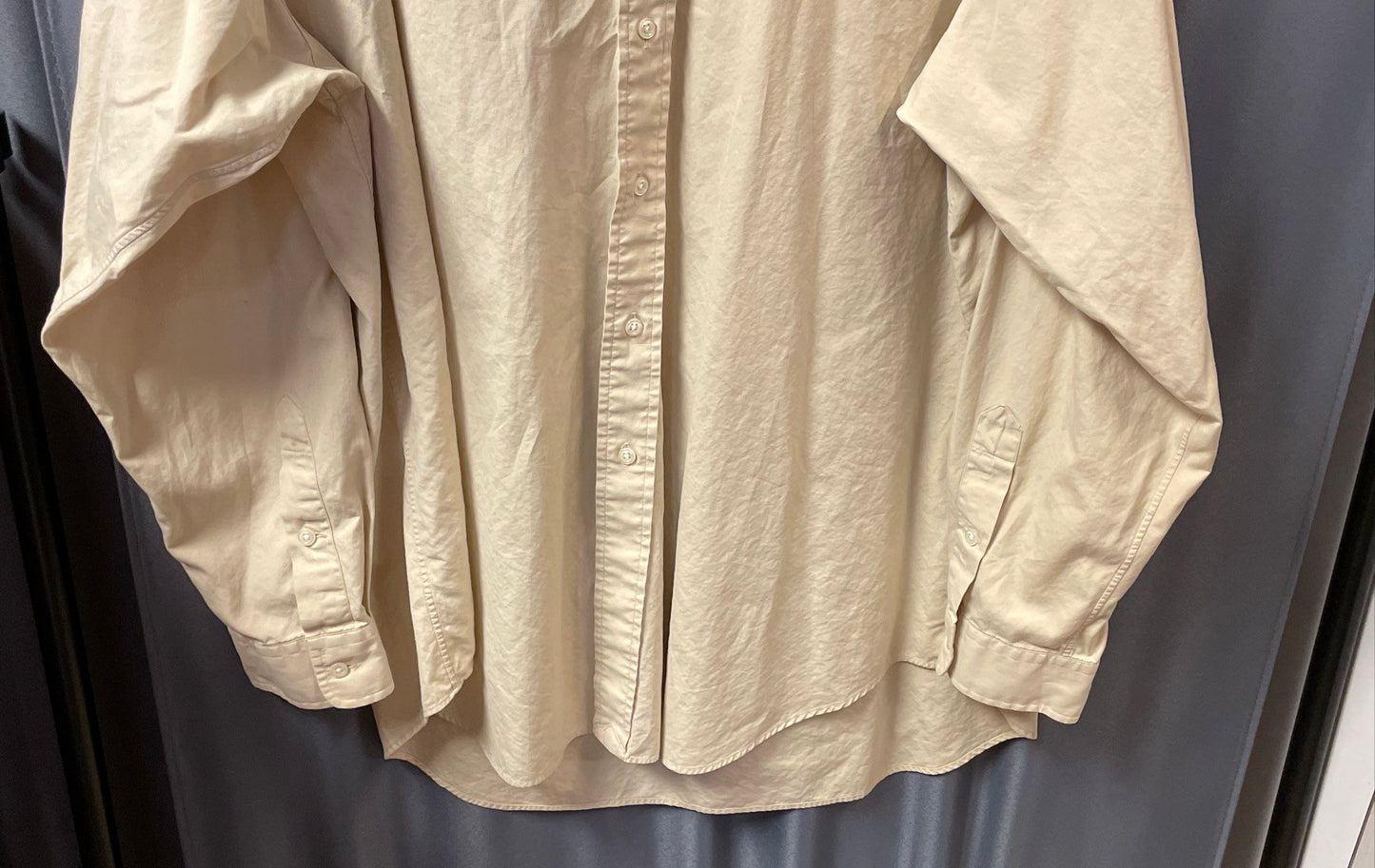 Vintage 90s Polo Ralph Lauren Men's Beige Blake Two-Ply Cotton Shirt Sz XL