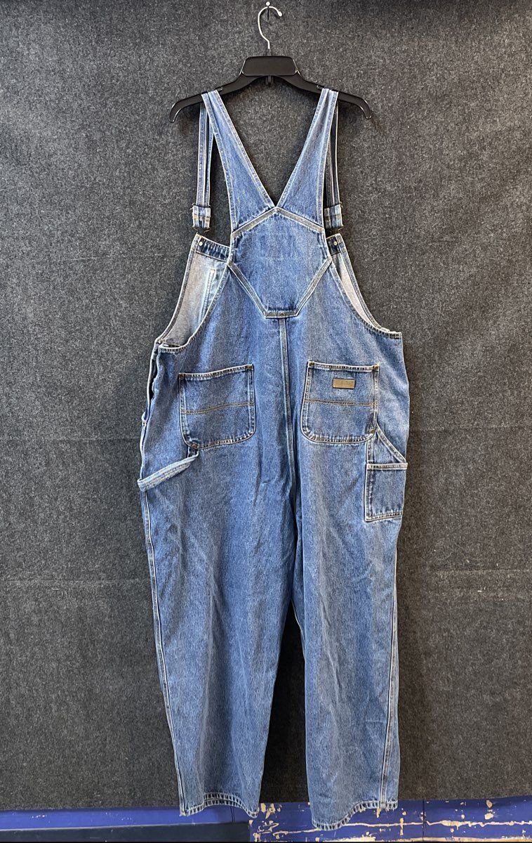 Vintage 90s Cabela's Men's Blue Denim Bib Overalls Carpenter Pants Sz 48x30