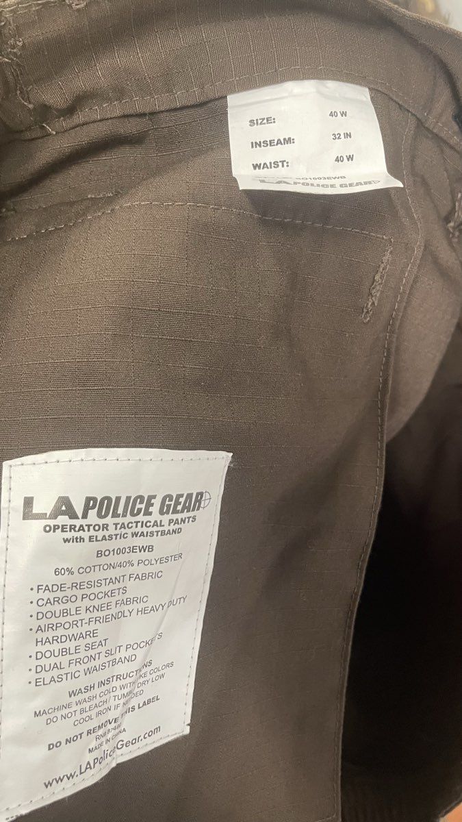 LA Police Gear Men's Brown Operator Tactical Ripstop Cargo Pants 40x32