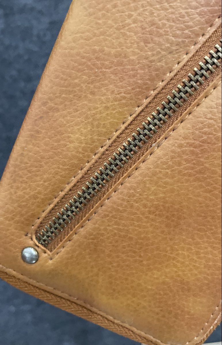 Free People Tan Studded Vegan Leather Zip Around Wristlet Wallet