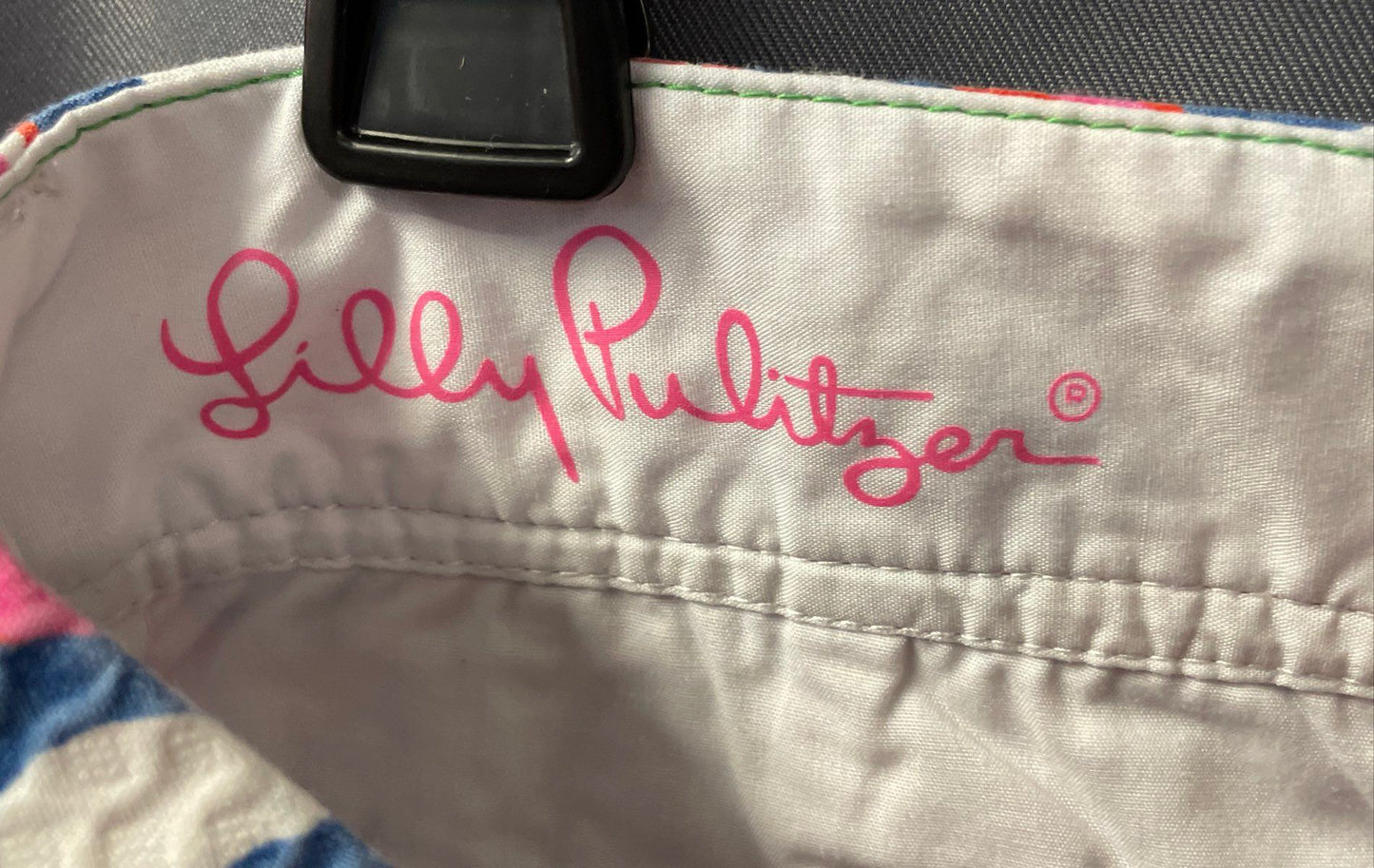 Lilly Pulitzer Women's Callahan Shorts Blue Pink Scallop Print Seersucker Sz 10