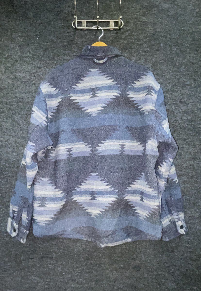 JACHS NY Aztec Southwestern Fleece Lined Shirt Jacket Shacket Blue Grey NWT Sz L