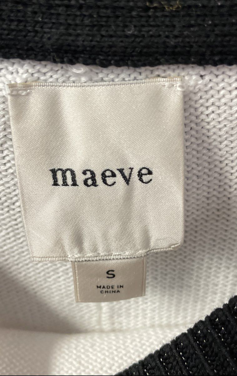 Maeve Women's White Black Colorblock Crop Dolman Sleeve Cotton Sweater Sz S