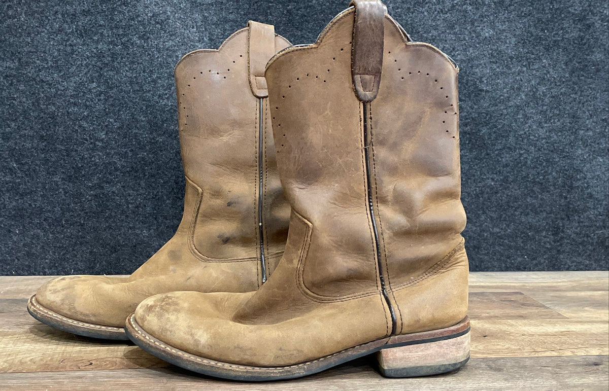 Redhead Tan Leather Pull-On Roper Work Boots Men's Size 8M