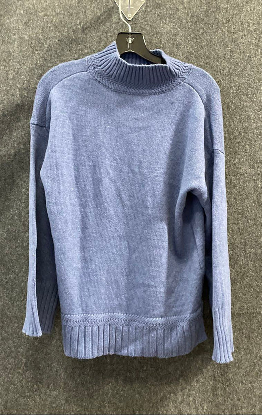 Tahari Men's Blue Mock Neck Sweater Dropped Shoulder Ribbed Knit NWT Sz S