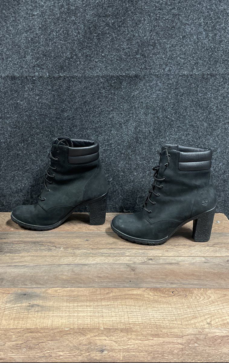 Timberland Glancy 6-Inch Heeled Boot Black Nubuck Women's Size 7