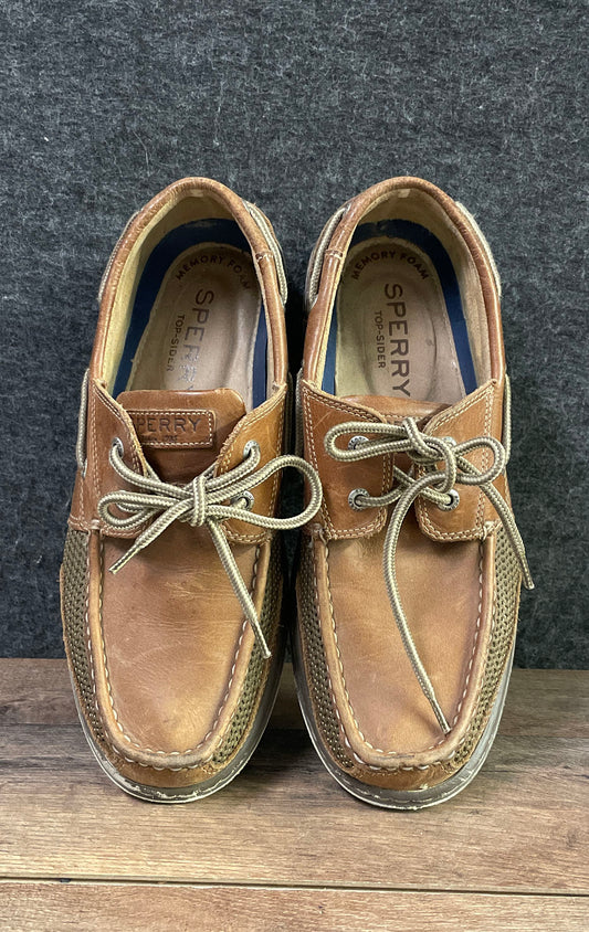 Sperry Billfish 3-Eye Tan Brown Leather Boat Shoes Men's Size 9M
