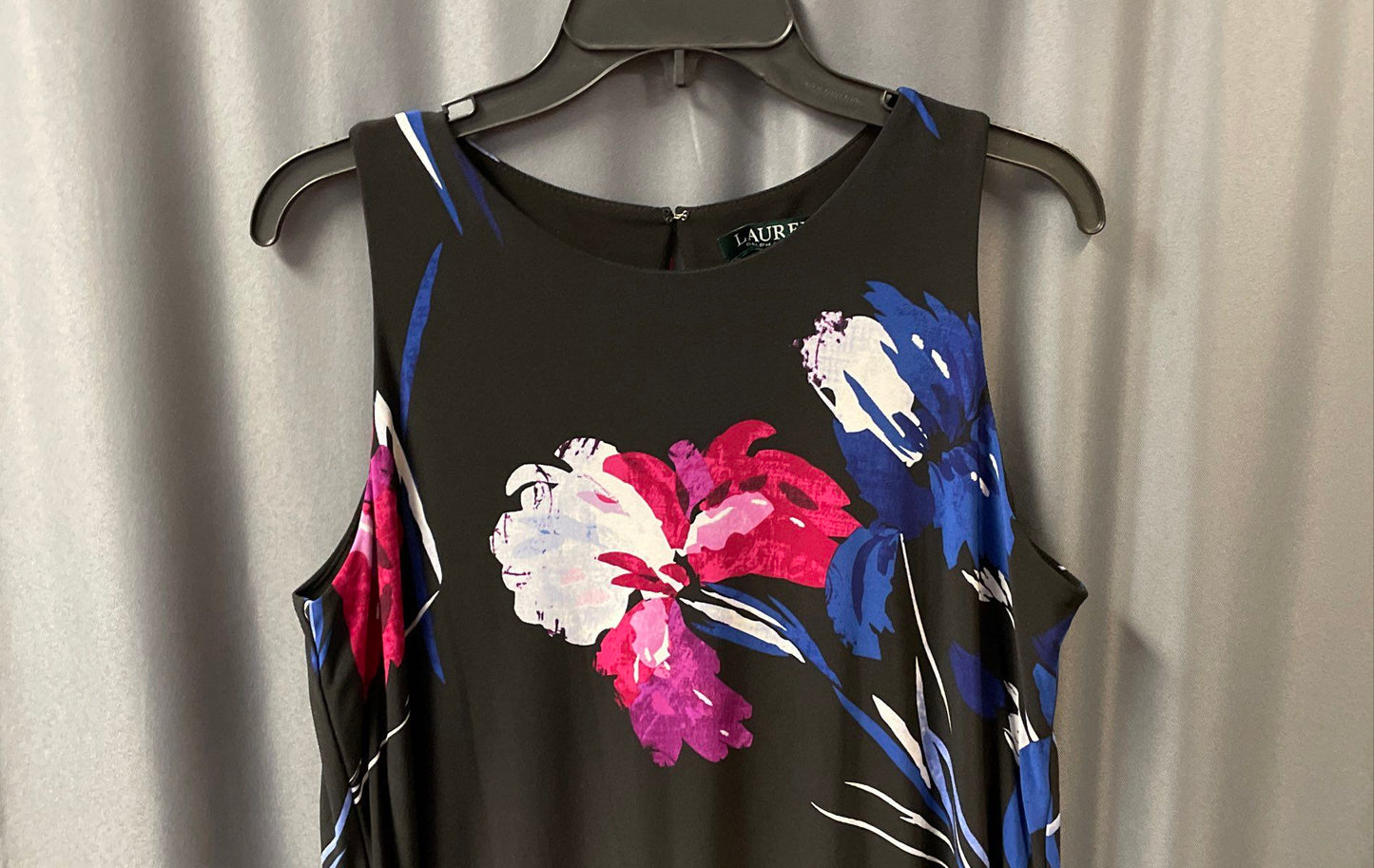 Lauren Ralph Lauren Women's Black Floral Print Sleeveless Shift Dress Size 12
