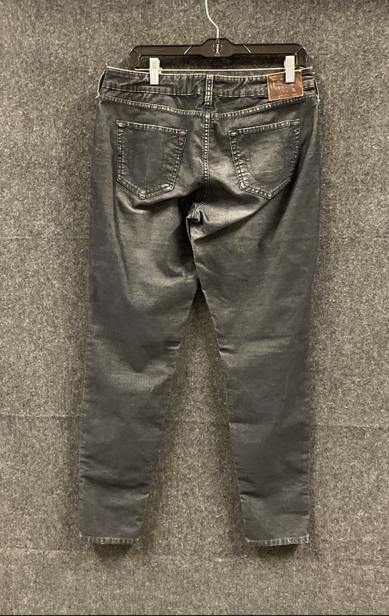 True Religion Women's Shannon Skinny Jeans Dark Gray Whiskered Stretch Size 32