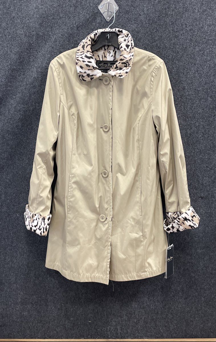 Terry Lewis Women's Beige Leopard Print Classic Luxuries Jacket Sz M NWT