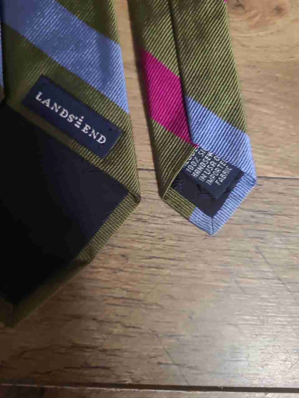Burberrys Lands' End Men's Silk Tie Lot 3 Vintage 90s Striped Geometric