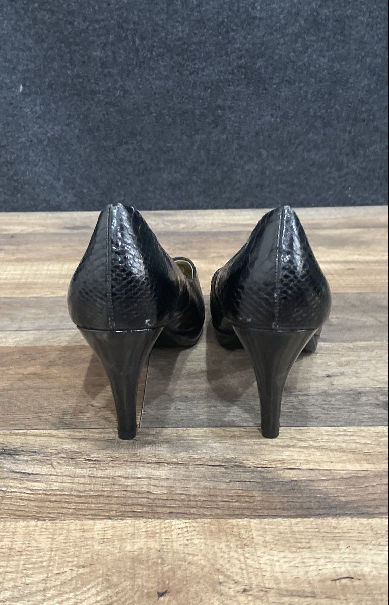Bandolino Black Faux Croc Platform Round Toe Pumps Women's Size 9.5