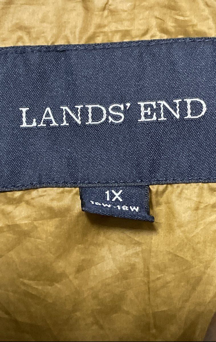 Lands' End Women's Metallic Bronze Quilted Full-Zip Jacket Sz 1X