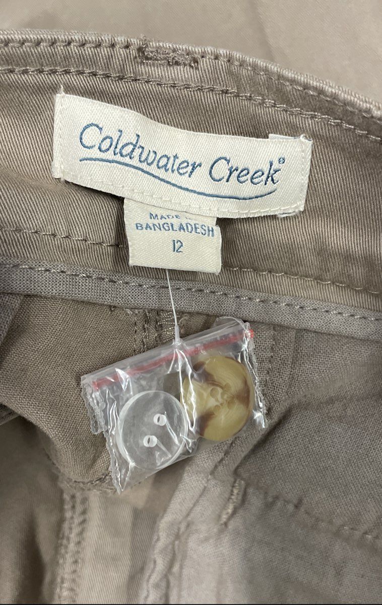 Coldwater Creek Women's Tan Textured Chino Pants Khaki Straight Leg Sz 12
