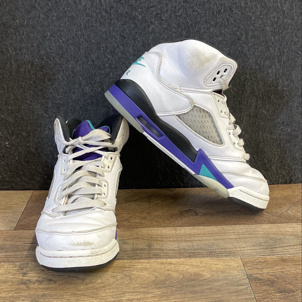 Nike Air Jordan 5 Retro Grape White New Emerald Basketball Shoes Size 10