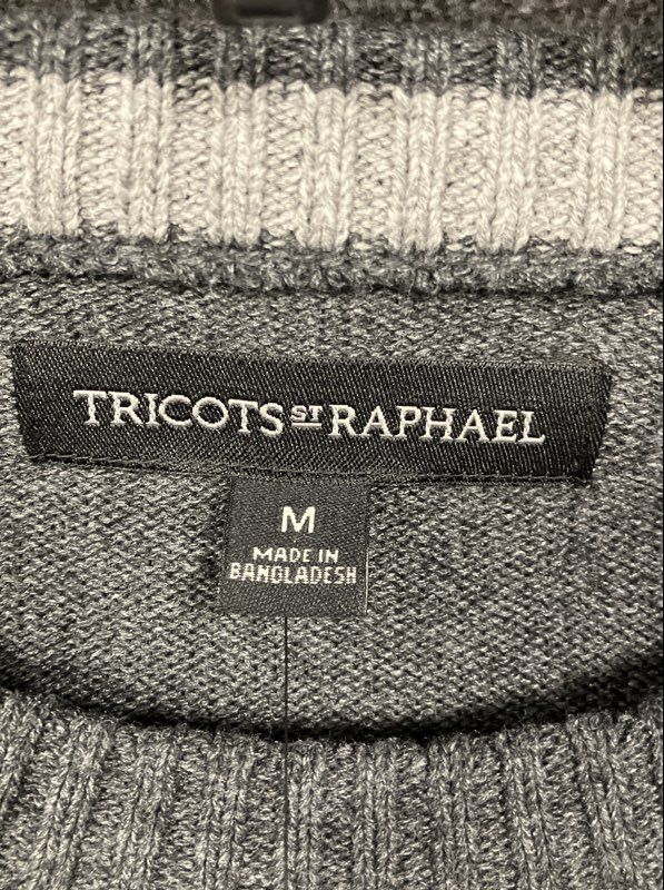 Tricots St Raphael Men's Textured Crewneck Sweater Charcoal Gray Sz M NWT